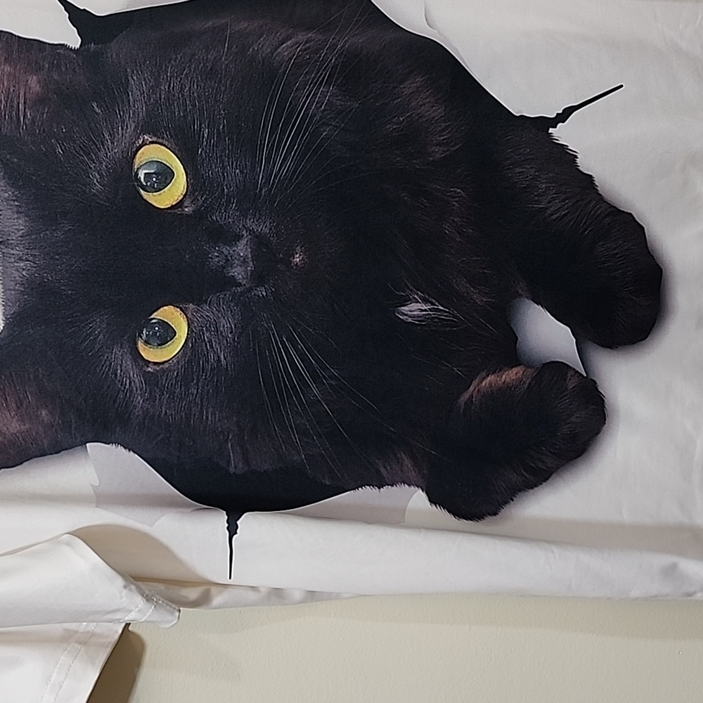 Black cat graphic short sleeve polyester t-shirt men's size small - Picture 6 of 9
